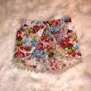 Butterfly Flower Pom Pom Shorts